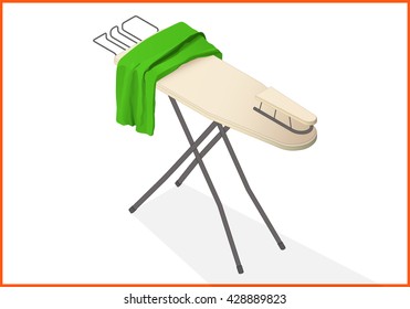 ironing table isometric perspective view flat vector 3d illustration