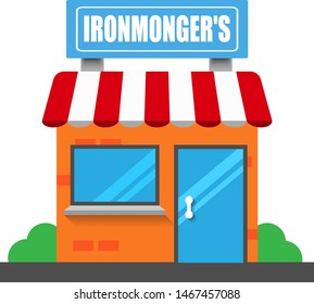 ironmonger's front exterior facade.flat design.ironmonger's building - ironmonger's icon