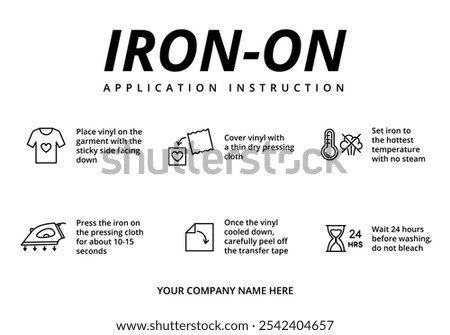 Iron-on application instruction design template