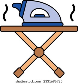 Irons and Garment Steamers Stands vector color design, Housekeeping symbol, Office caretaker sign, porter or cleanser equipment stock illustration, Iron with Ironing Boards concept