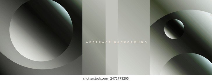 Ironside green modern color abstract wide banner with circles shapes. Abstract black and green technology background with 3D spheres. Vector illustration