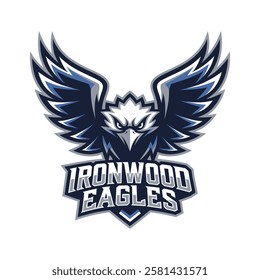 Ironwood Eagle mascot logo design template, Vector illustration, Eagle mascot logo illustration art, Eagle Mascot Character 