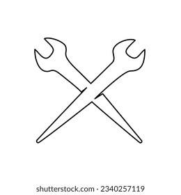 Ironworker spud wrenches. Continuous one line drawing. household tool line art. Vector illustration