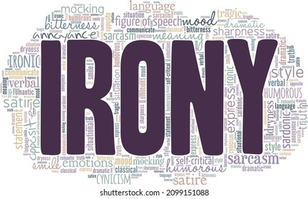 Irony Conceptual Vector Illustration Word Cloud Isolated On White Background.