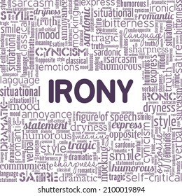 Irony Conceptual Vector Illustration Word Cloud Isolated On White Background.