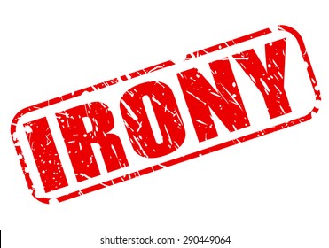 Irony red stamp text on white