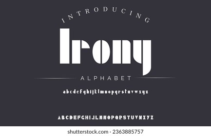 Irony Sport Modern Italic Alphabet Font. Typography urban style fonts for technology, digital, movie logo design. vector illustration