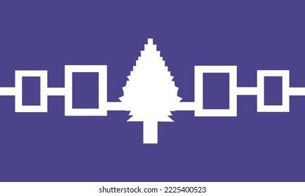 Iroquois confederacy Indian flag vector ilustración aislado, o Haudenosaunee bandera es la bandera usada para representar a las seis naciones de Haudenosaunee. Símbolo de pueblo nativo en Estados Unidos. 