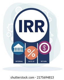 IRR - internal rate of return. acronym business concept. vector illustration concept with keywords and icons. lettering illustration with icons for web banner, flyer, landing page, presentation