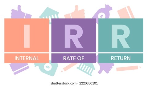 IRR - internal rate of return. acronym business concept. vector illustration concept with keywords and icons. lettering illustration with icons for web banner, flyer, landing page, presentation