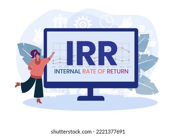 IRR - internal rate of return. acronym business concept. vector illustration concept with keywords and icons. lettering illustration with icons for web banner, flyer, landing page, presentation