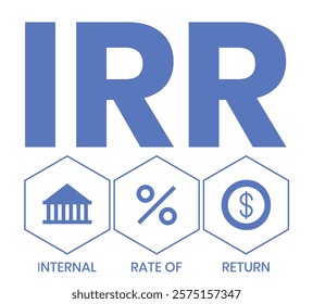 IRR - internal rate of return. acronym business concept. vector illustration concept with keywords and icons. lettering illustration with icons for web banner, flyer, landing page, presentation