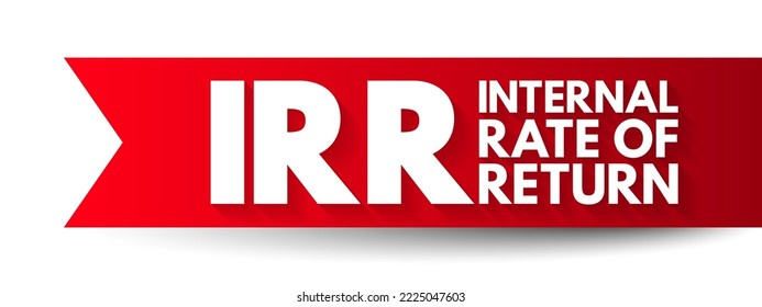 IRR Internal Rate of Return - metric used in financial analysis to estimate the profitability of potential investments, acronym text concept background