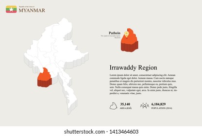 Irrawaddy region vector map of myanmar - Vector