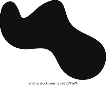 Irregular abstract black shape flowing gracefully across a white background, forming a dynamic and modern design element that enhances visual appeal and creativity