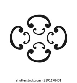 irregular abstract ornament vector, spontaneous imagination design style.