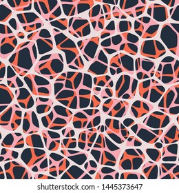 Irregular abstract rounded pentagonal grid foam form. Grid mesh web structure. Natural organic cell texture seamless pattern. Science biology chemistry background.  