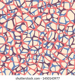 Irregular abstract rounded pentagonal grid foam form. Grid mesh web structure. Natural organic cell texture seamless pattern. Science biology chemistry background.  