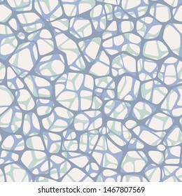 Irregular abstract rounded pentagonal grid foam form. Grid mesh web structure. Natural organic cell texture seamless pattern. Science biology chemistry background.  