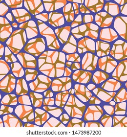 Irregular abstract rounded pentagonal grid foam form. Grid mesh web structure. Natural organic cell texture seamless pattern. Science biology chemistry background.  