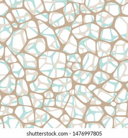 Irregular abstract rounded pentagonal grid foam form. Grid mesh web structure. Natural organic cell texture seamless pattern. Science biology chemistry background.  