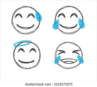 emoji abstracto irregular y emoticono fondo blanco aislado