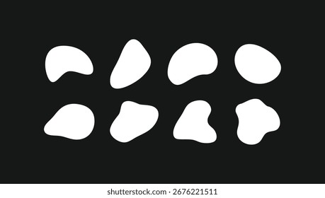 Formas abstratas irregulares em um estilo blob líquido moderno. Elementos vetoriais versáteis para arte digital, cartazes e fundos da web. Totalmente editável e dimensionável