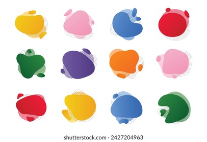 Irregular Amoeba Blob Shapes, Graphic Element Decoration. Abstract Colorful Blobs Set for Banner Design. Vector Illustration