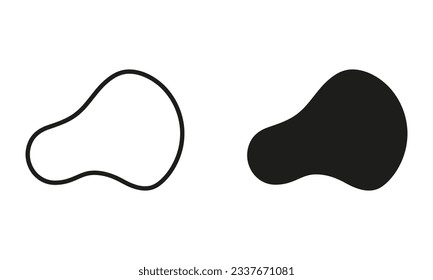 Irregular Amorphous Splodge. Abstract Liquid Design Form. Random Shape. Stone, Pebble Collection. Organic Blob Line and Silhouette Black Set. Isolated Vector Illustration.