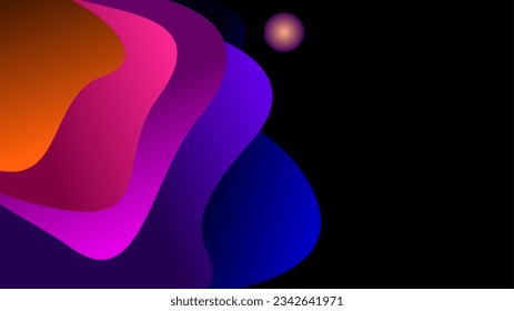 Irregular artistic twilight gradient shapes over dark night background