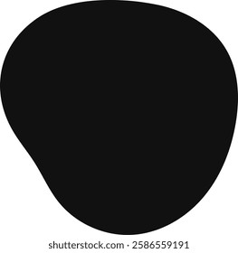 Irregular black blob shape with soft edges creating an abstract and organic form on a clean white background, ideal for modern and minimalist designs