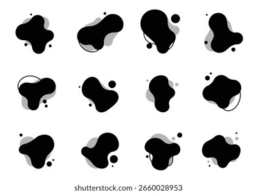 Irregular Black Inkblot Vector Shapes Set EPS 10
