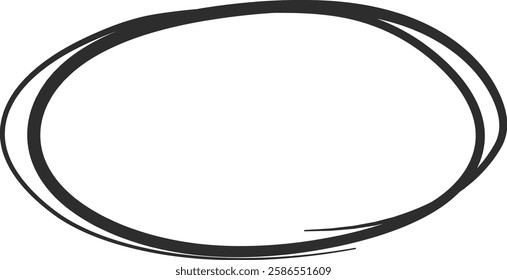 Irregular black oval shape is drawn with a felt tip pen on a white background, creating a simple yet effective way to highlight important information