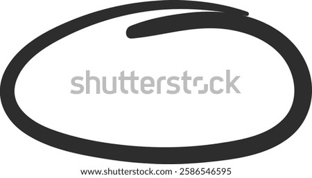 Irregular black oval shape is drawn with a thick marker, creating a frame for text or emphasizing a specific area on a clean white background, perfect for educational or business presentations