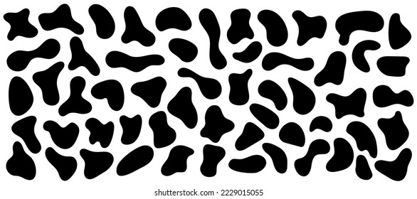 Mancha negra irregular del líquido orgánico sobre un fondo blanco. Ilustración del vector