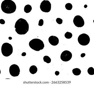 Manchas pretas irregulares e manchas em um fundo de superfície branca. As formas se assemelham a marcas de merengue cozido ou migalhas espalhadas. Composição orgânica minimalista com vetor de aparência texturizado artístico
