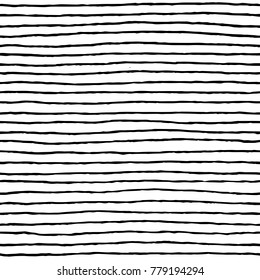 Irregular black striped pattern. Seamless hand drawn thin lines. Vector graphic print.