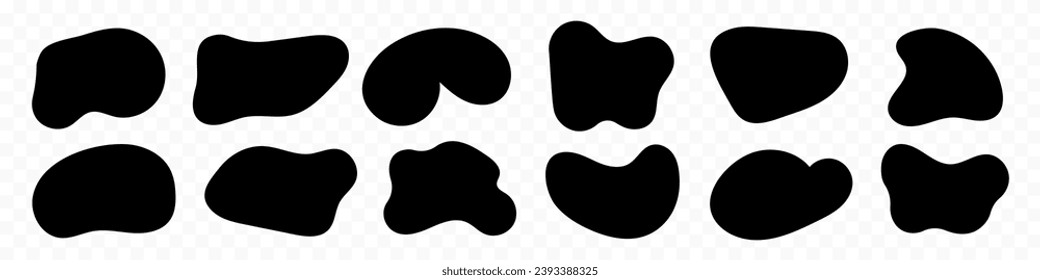 Irregular blob modern shapes vector collection. Organic black blotch shapes