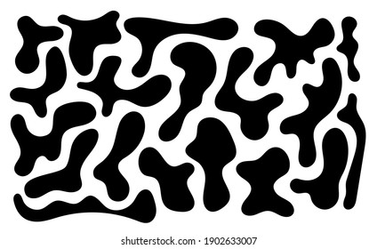 Irregular blob, set of abstract organic shapes. Abstract irregular random blobs. Simple liquid amorphous splodge. Trendy minimal designs for presentations, banners, posters and flyers