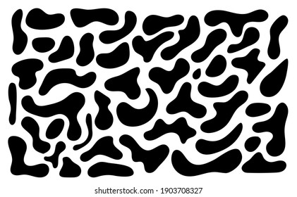 Irregular blob, set of abstract organic shapes. Abstract irregular random blobs. Simple liquid amorphous splodge. Trendy minimal designs for presentations, banners, posters and flyers