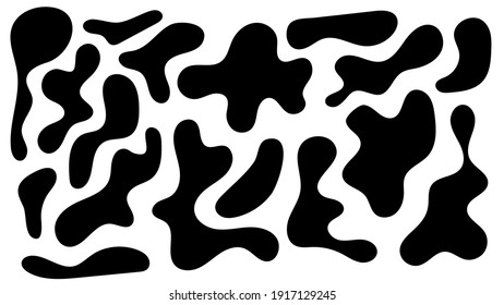 Unregelmäßiger Block, Satz abstrakter organischer Formen. Abstrakte unregelmäßige Zufallsblöcke. Einfache flüssige amorphe Splodge. Trendy minimale Designs für Präsentationen, Banner, Poster und Flyer