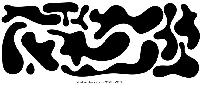 Blob irregular, conjunto de formas orgánicas abstractas. Resumen de manchas aleatorias irregulares. Huevos amorfo líquido simple. Diseño minimalista de moda para presentaciones, pancartas, afiches y volantes.