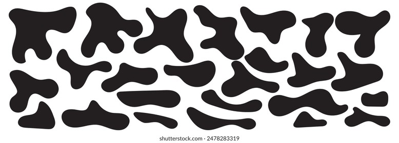 Mancha irregular, conjunto de Formas orgánicas abstractas. Abstractas manchas irregulares aleatorias. Sencilla arcilla amorfa líquida. Diseños minimalistas de moda para presentaciones, Anuncios, pósters y volantes.