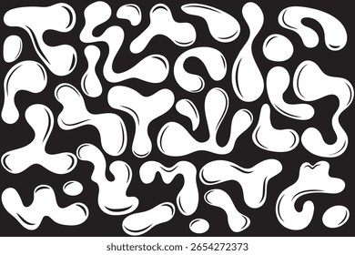 Irregular blob, set of abstract organic shapes. Abstract irregular random blobs. Simple liquid amorphous splodge. Trendy minimal designs for presentations, banners, posters and flyers.