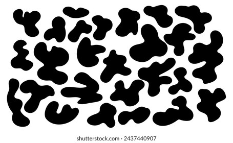 Irregular blob shape abstract asymmetric elements. Vector illustration set.