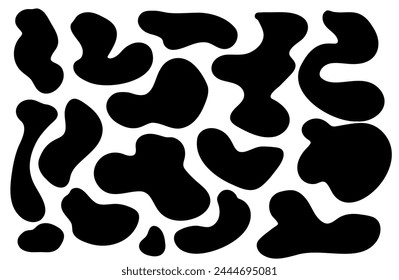 Irregular blob shape asymmetric elements collection. Vector illustration set.