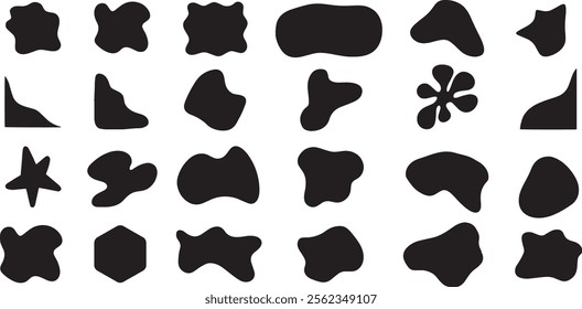 Irregular blob shape, Blob shapes vector set. Random blotch, inkblot, stone silhouette, Ink stain. isolated on white background.