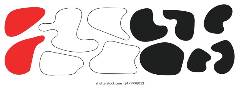 Irregular blob shape vector illustration set. Liquid abstract blob shape. Eps 10. 