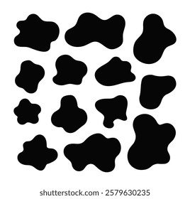 Irregular blob shape vector illustration set. Organic amoeba blob shape, abstract forms for design and paint. Liquid silhouette drop in modern style