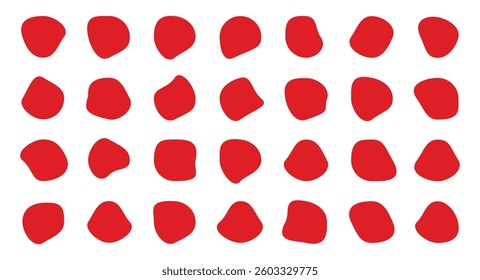 Irregular blob shape vector illustration set. Red blob shape.